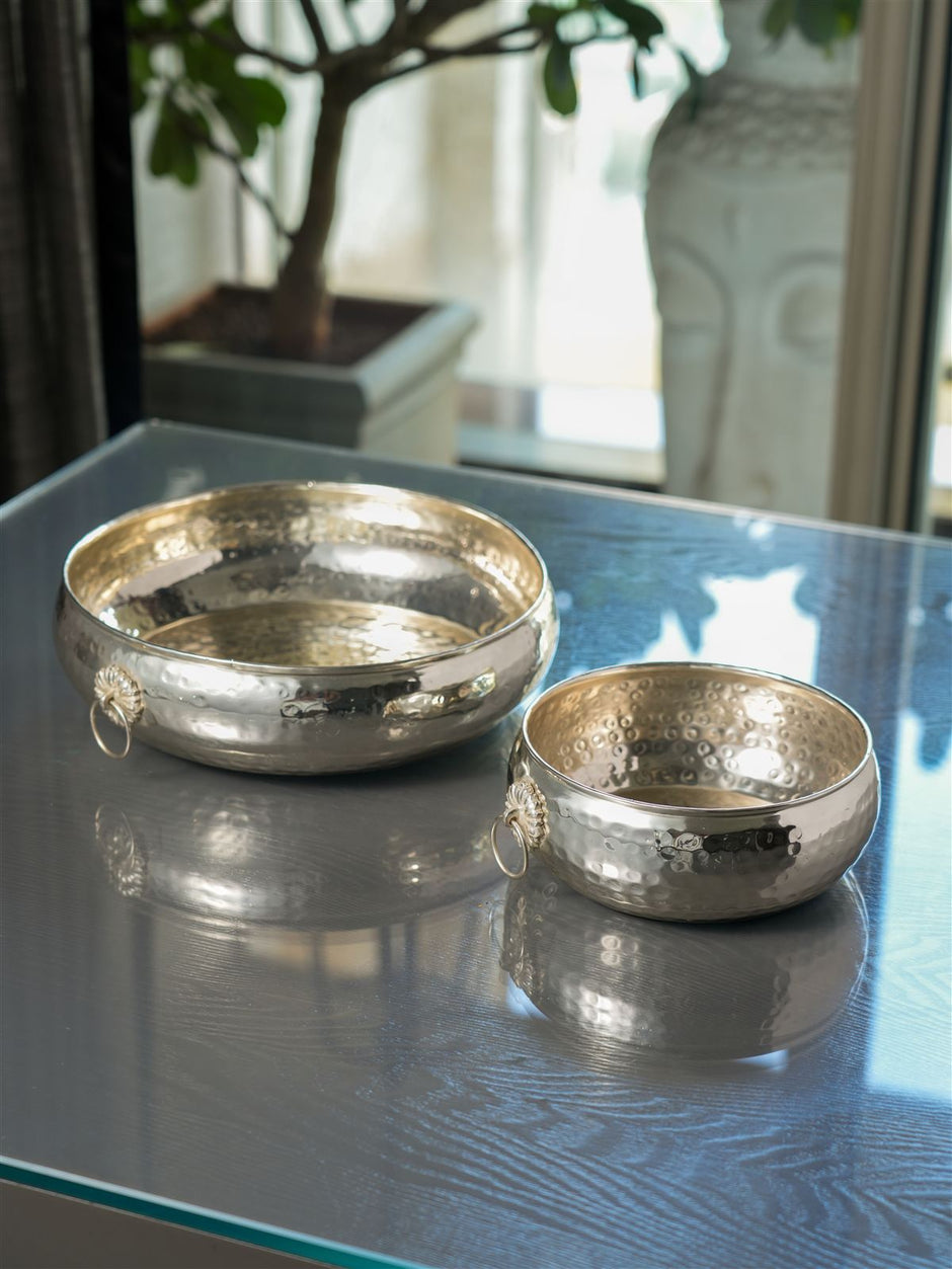 Hammered Urli Set — Silver Plated 12 & 8