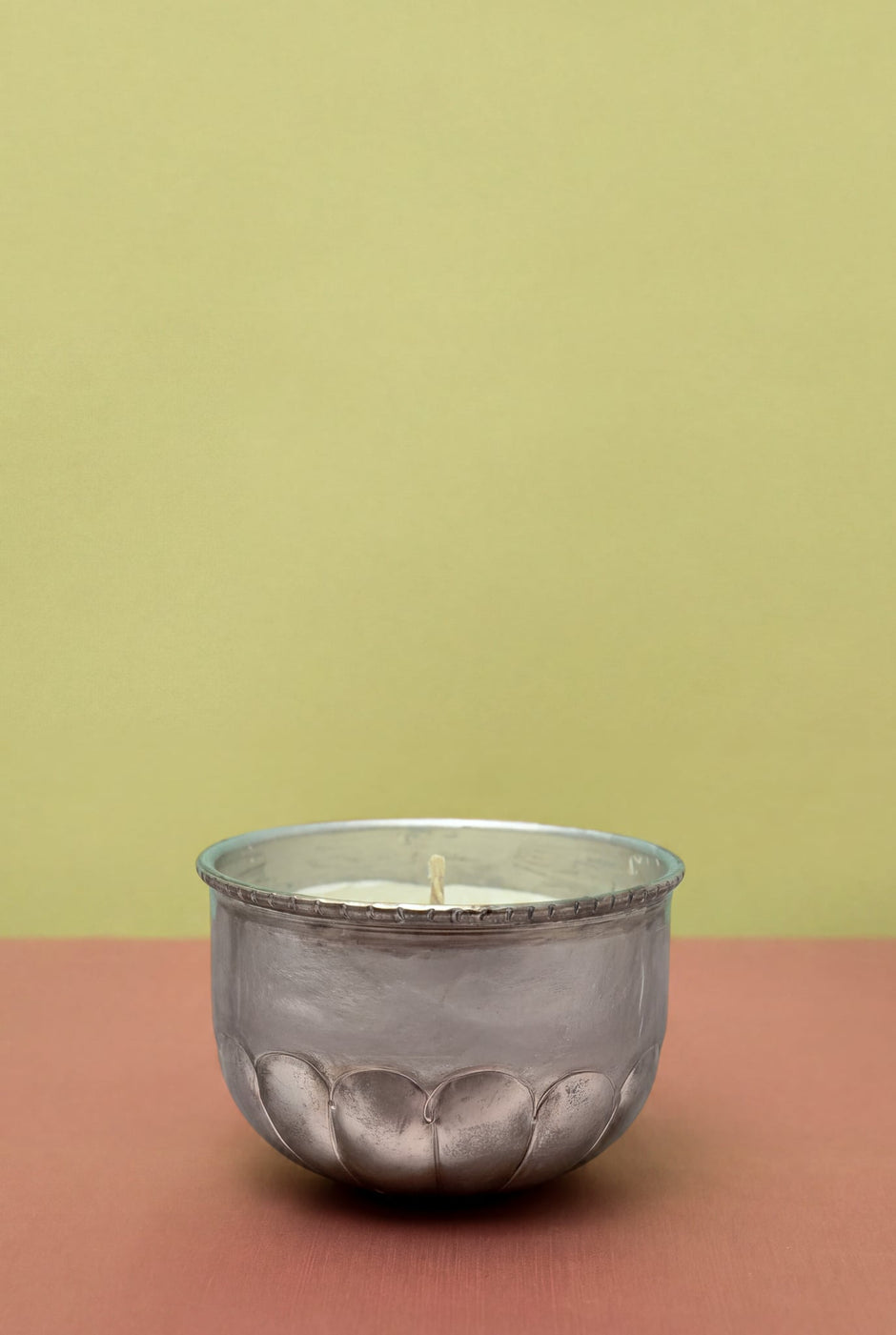 Hand Carved Silver Plated Candle Holder — 2.75"