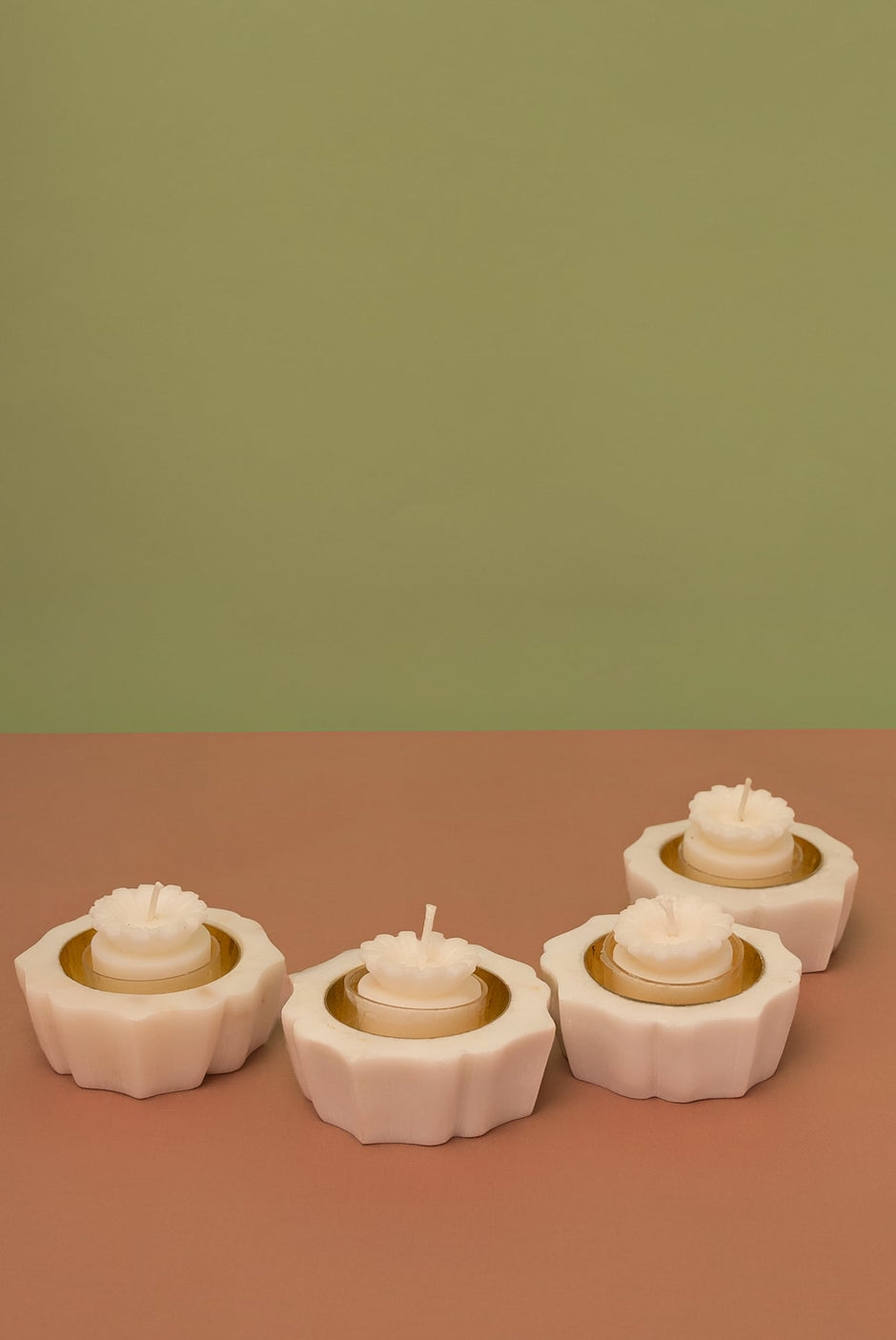 Marble Brass Diya — Hand-Carved White Marble with Brass Cup