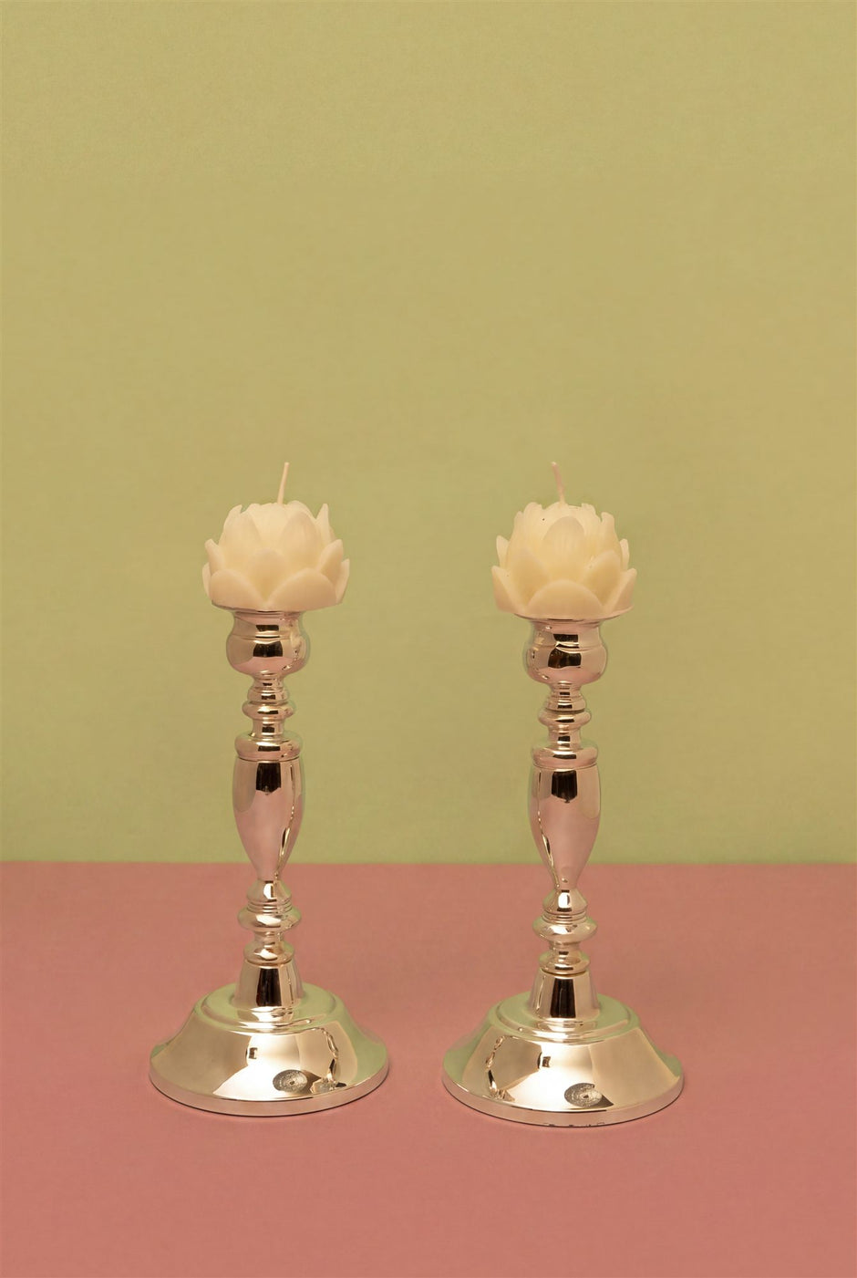 Duo Candle Stand — Silver Plated Set of 2, 8"