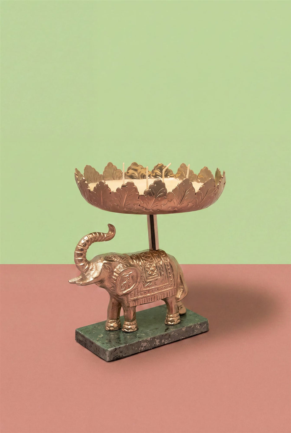 Elephant Platter Cake Stand — Gold-Toned Metal 11.5"