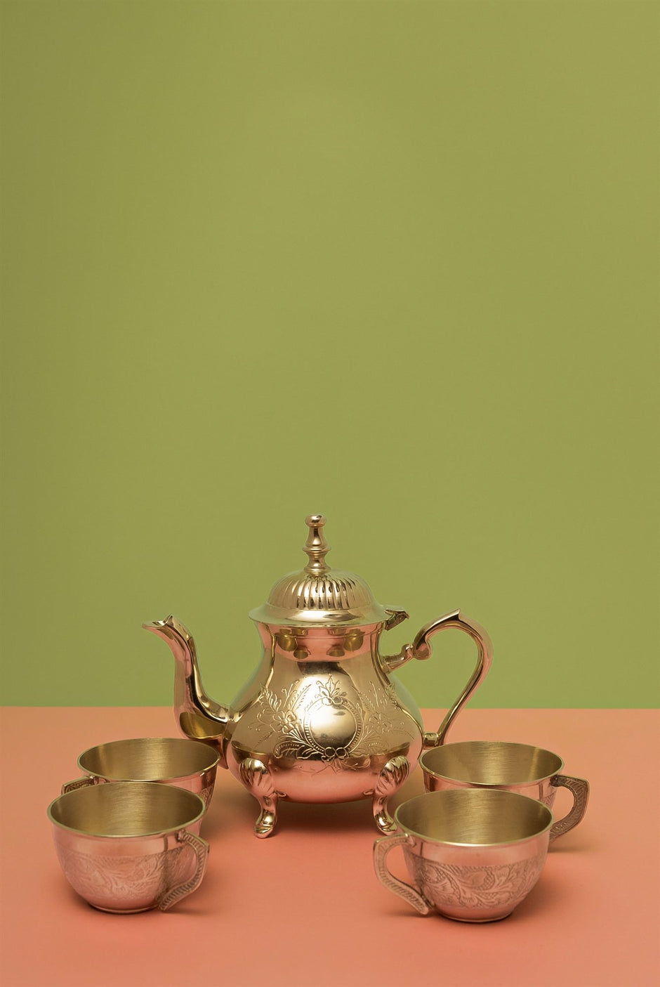 Silver Plated Tea Set — Complete Brass Service