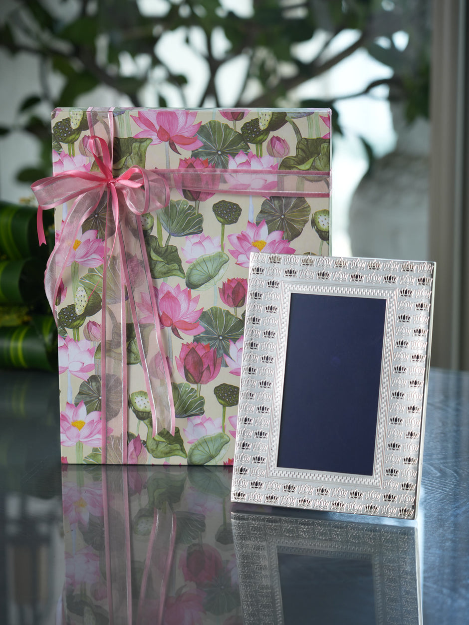 Lotus Photo Frame — Silver Plated 7" x 9.5"