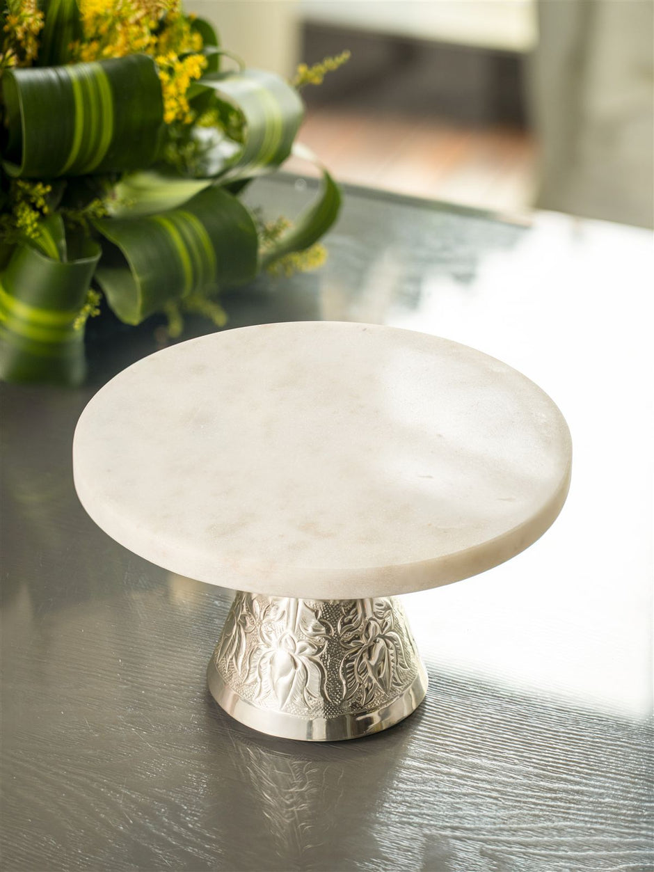 Lotus Marble Cake Stand — 12 Diameter
