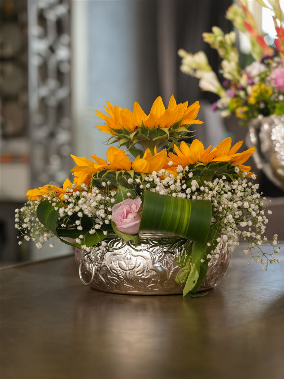 Intricate Carved Urli 12 — Silver Plated Aluminium