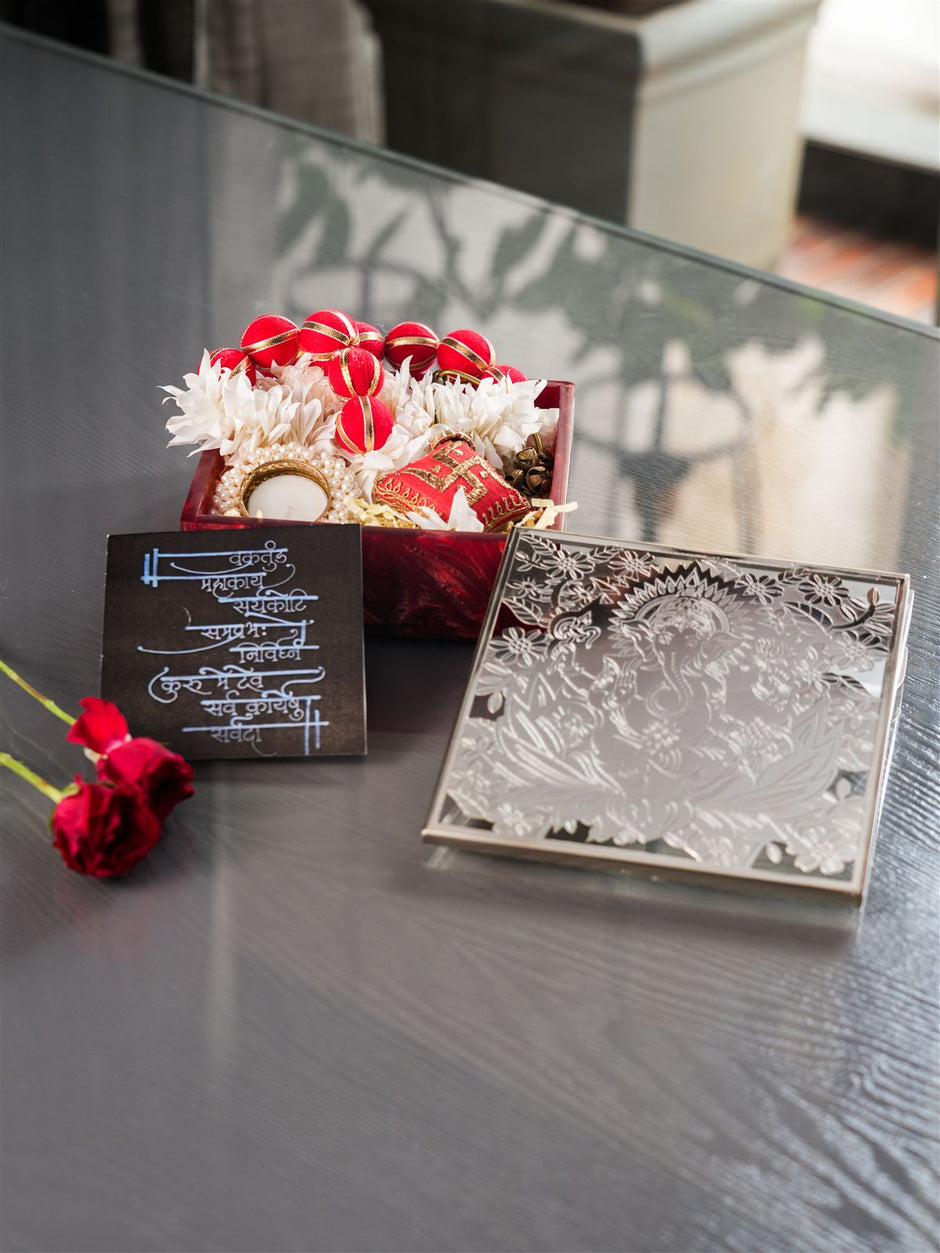 Ganesh Resin Box — Silver Plated 7 x 7