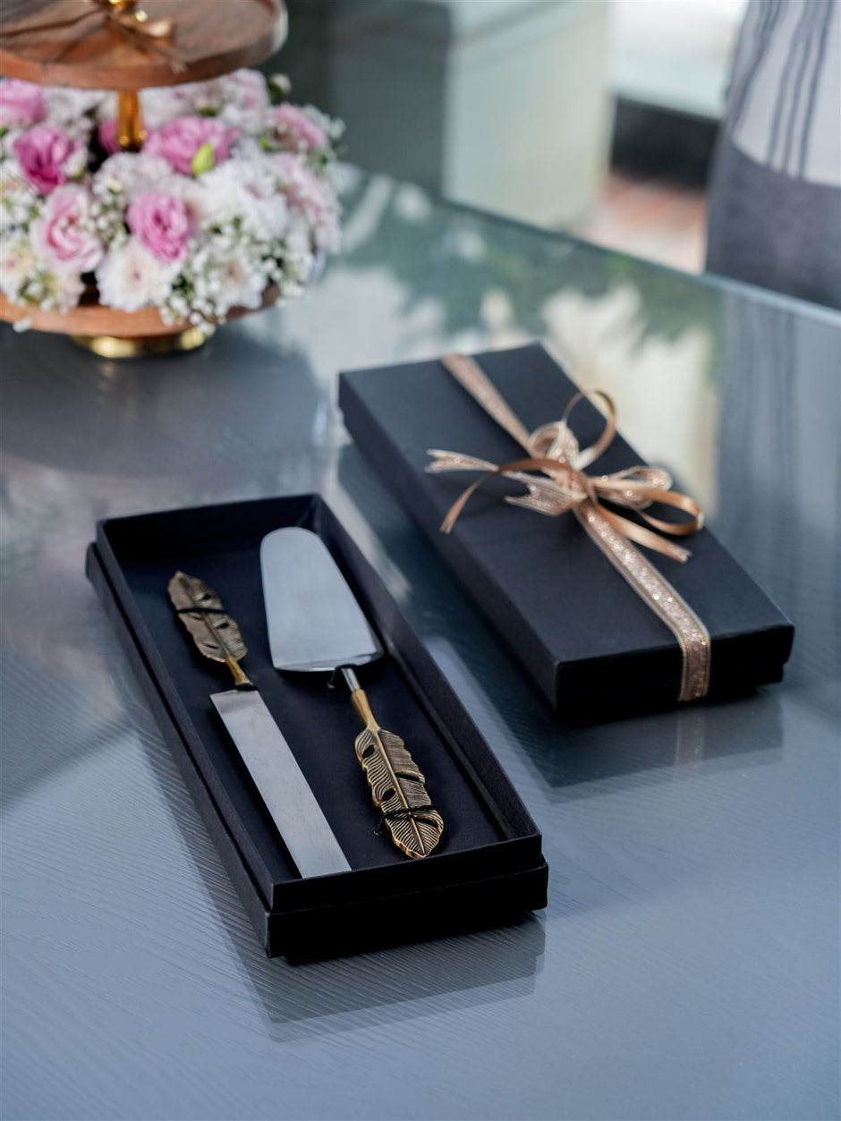 Leaf Design Knife & Server Set — 11 Decorative Serving