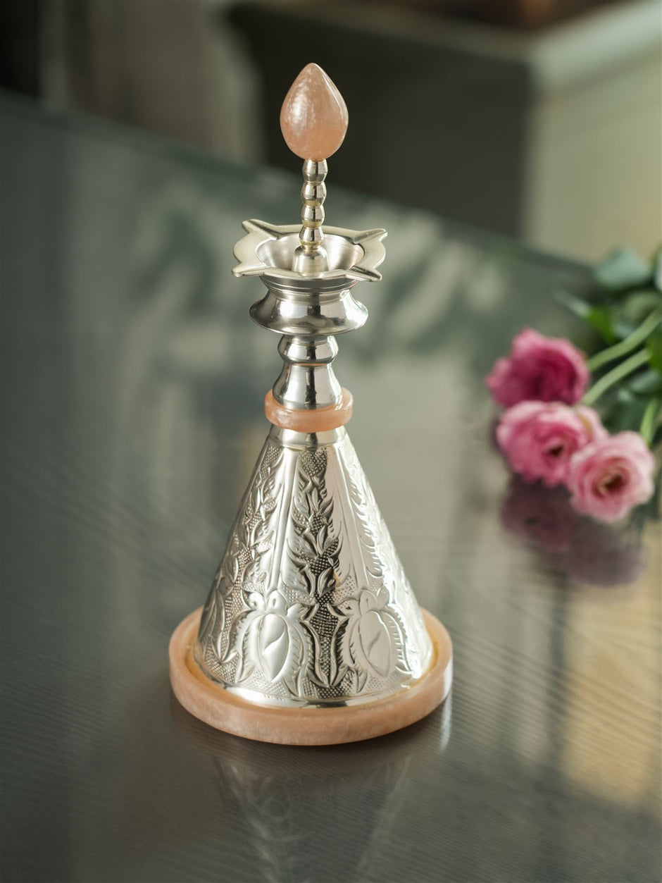 Pink Bud Samai — Silver Plated Oil Lamp 11