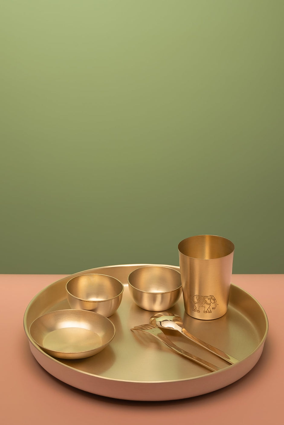 Bhojan Thali — Silver Plated Full Dining Set with Engraved Glass in Velvet Box