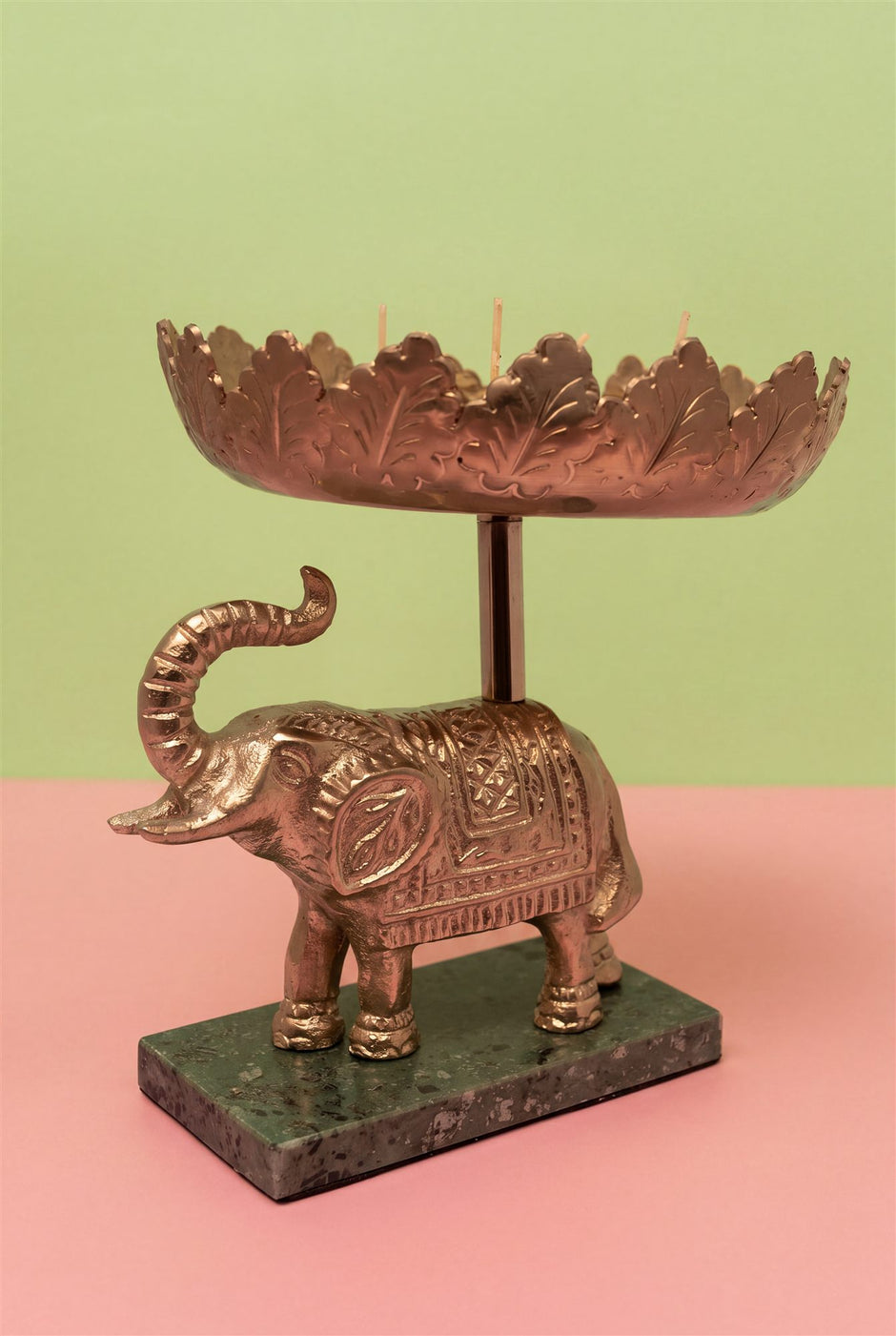 Elephant Platter Cake Stand — Gold-Toned Metal 11.5"