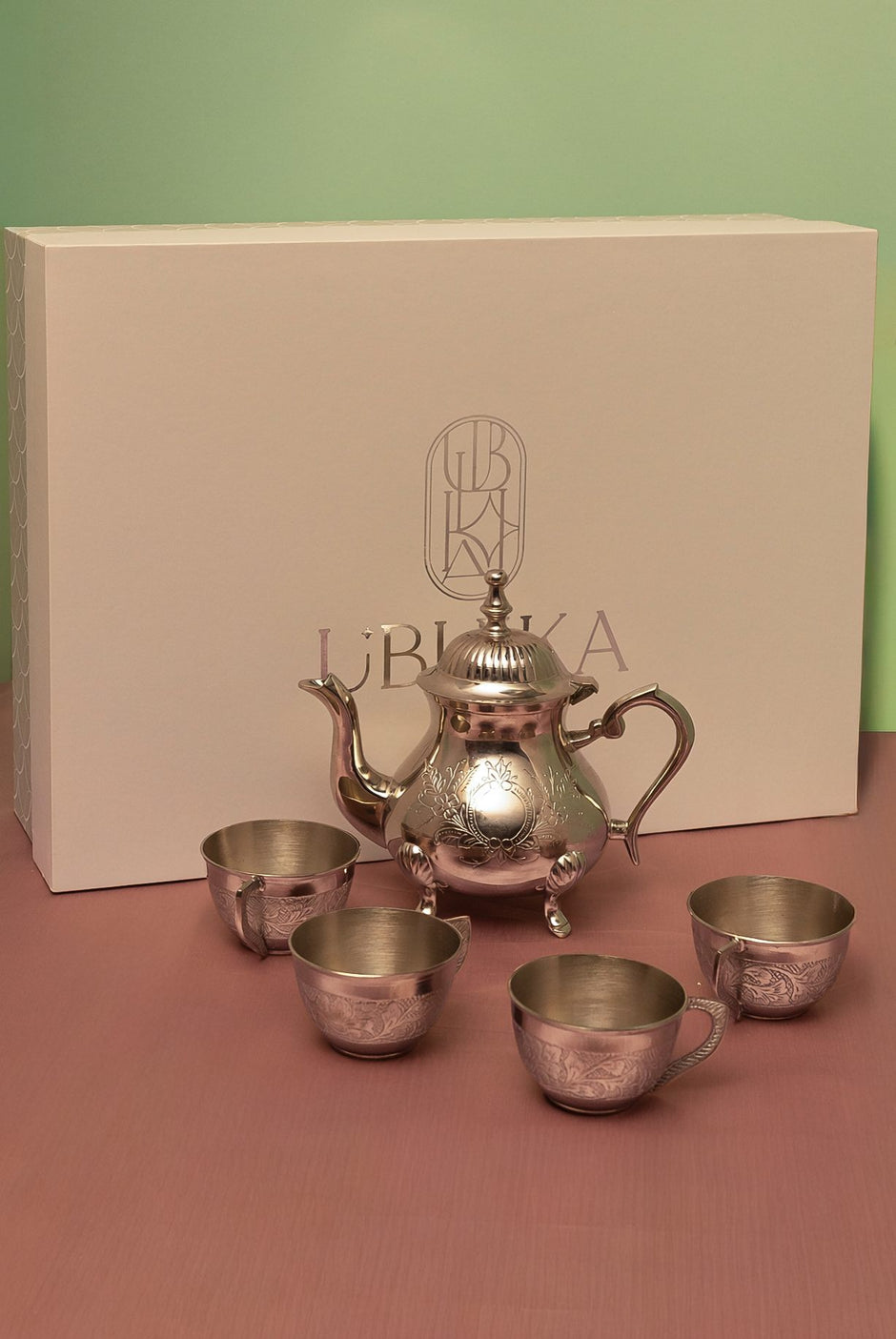 Silver Plated Tea Set — Complete Brass Service