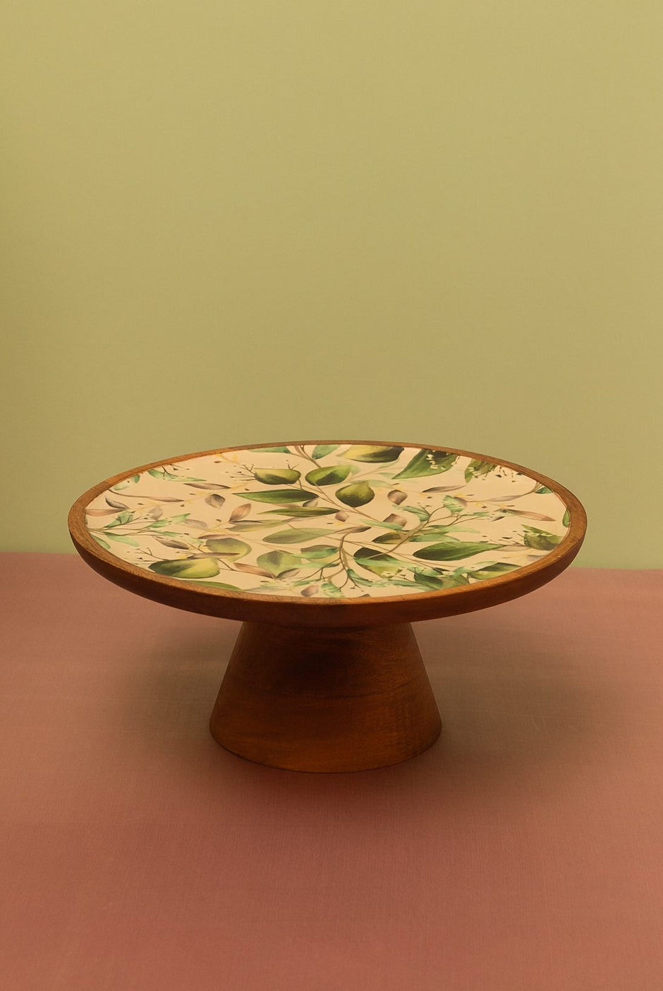 Wooden Leaf Cake Stand — 11" Diameter 5" Height