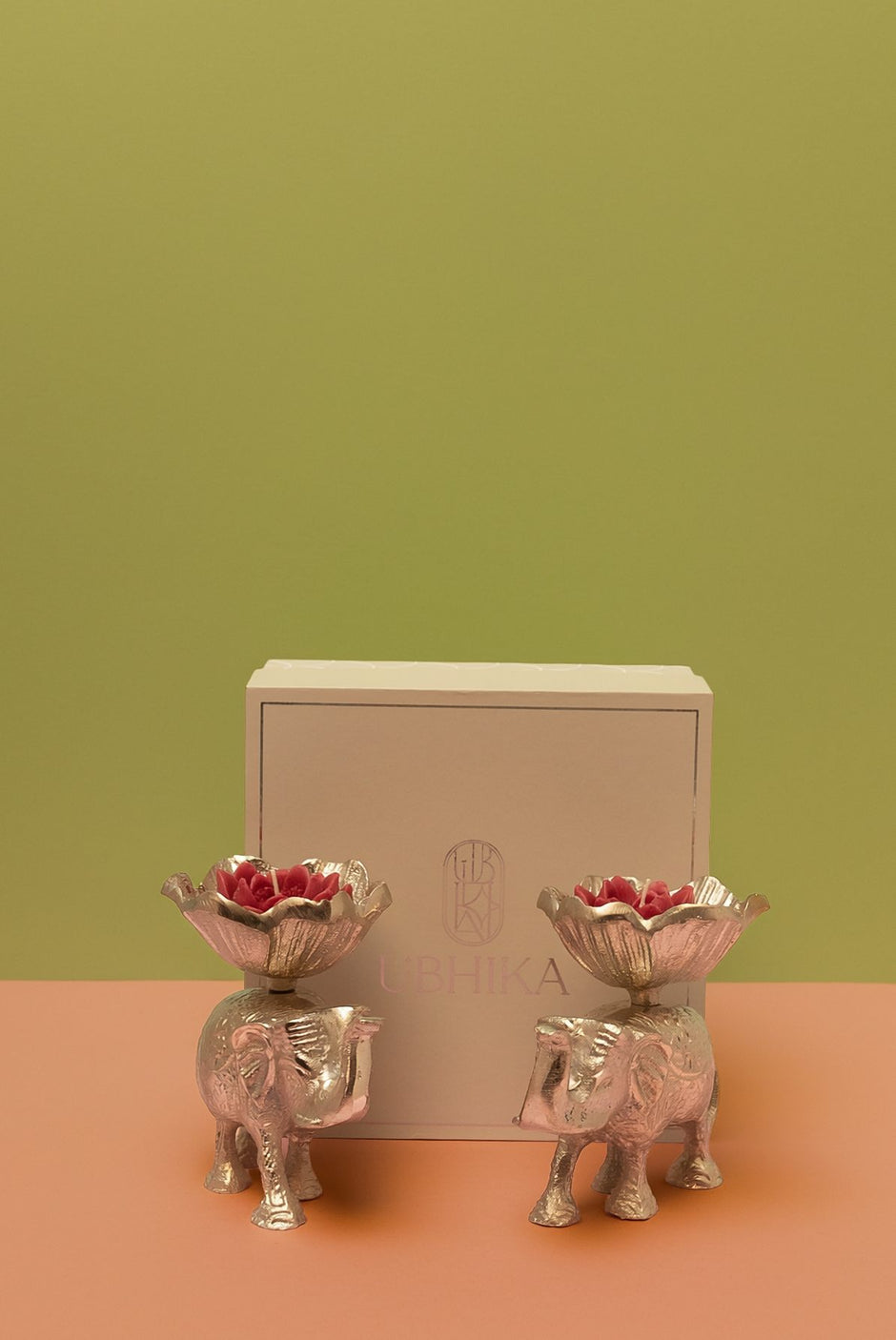 Silver Plated Elephant Urli Set — 10" & 8"
