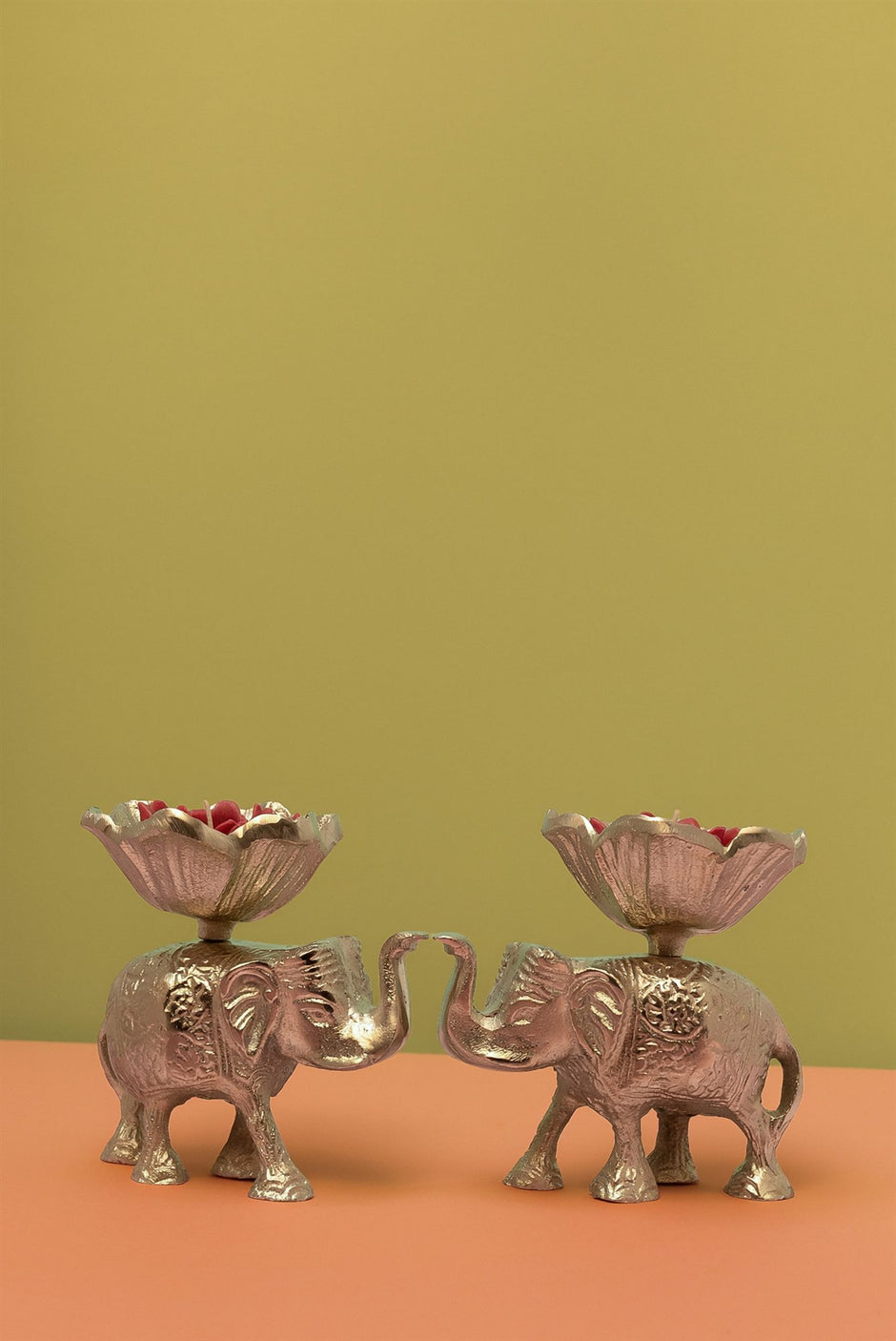 Silver Plated Elephant Urli Set — 10" & 8"