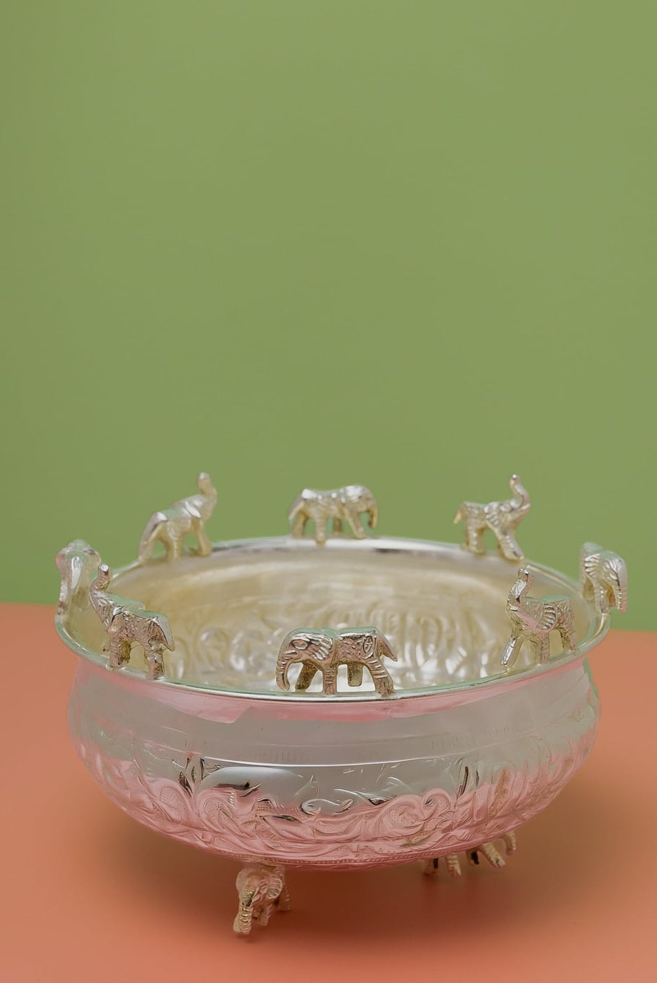Silver Plated Elephant Urli 10" — Centrepiece Bowl