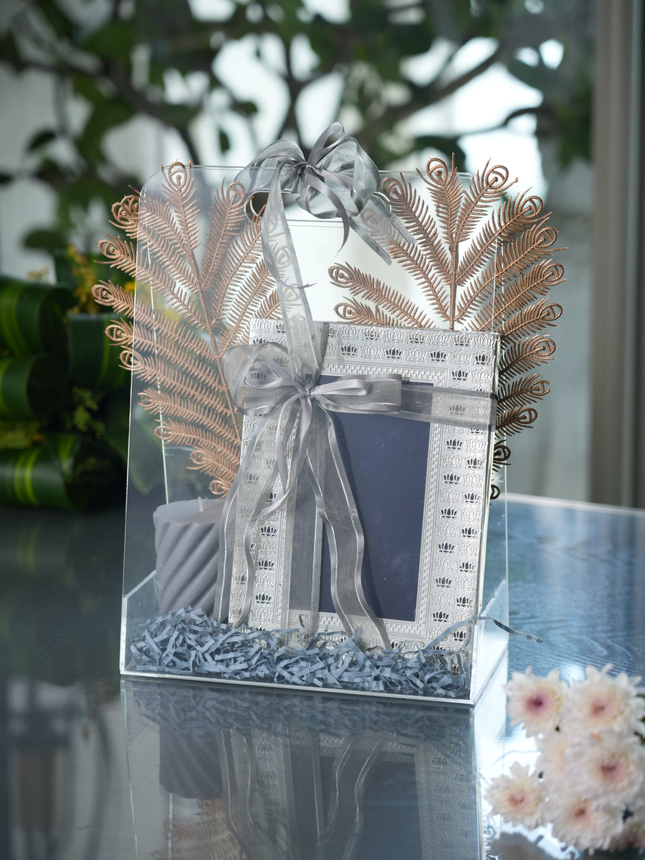 Lotus Photo Frame — Silver Plated 7" x 9.5"