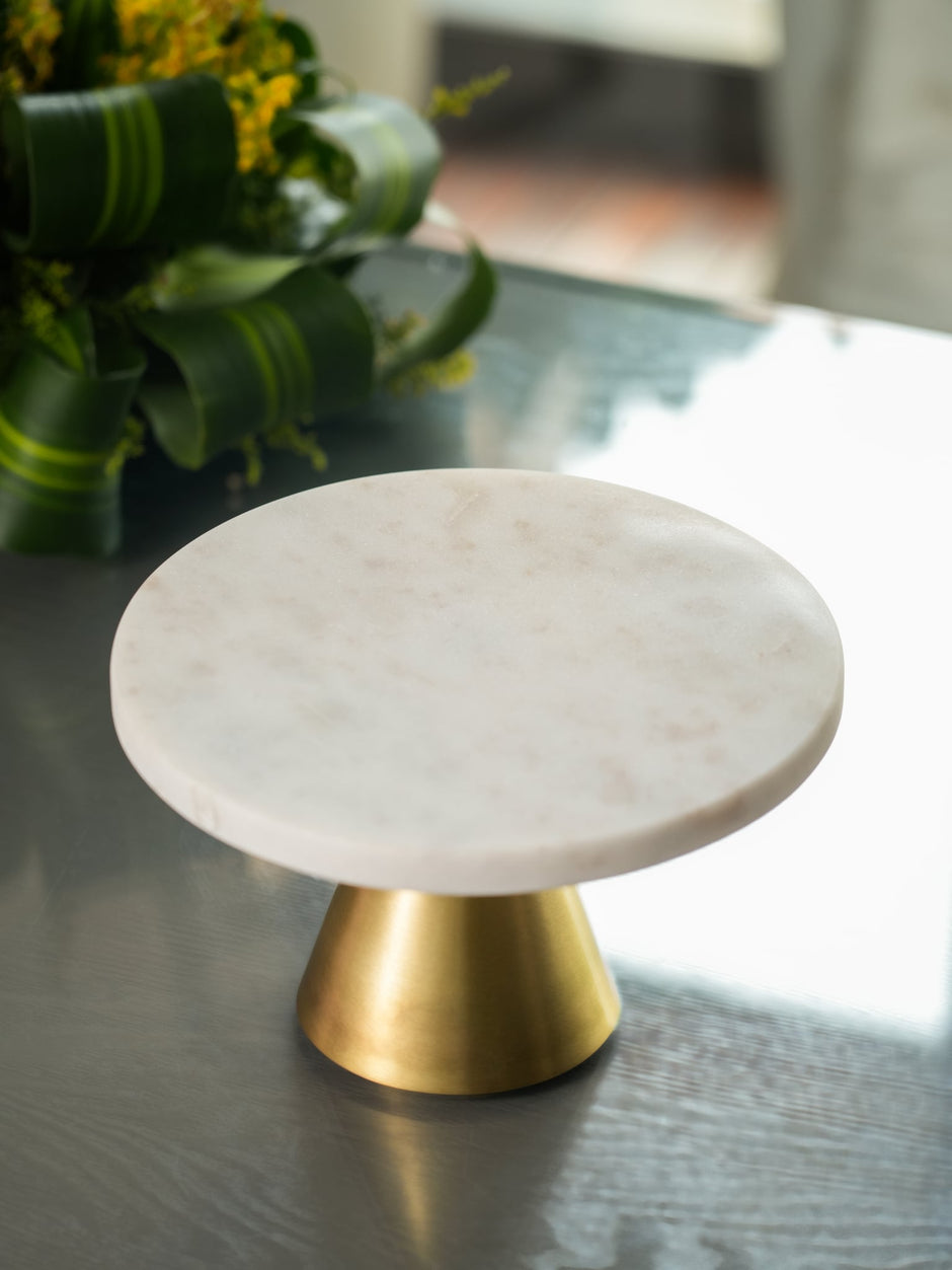 Silver Gold Cake Stand — Dual Tone 9" x 5.5"